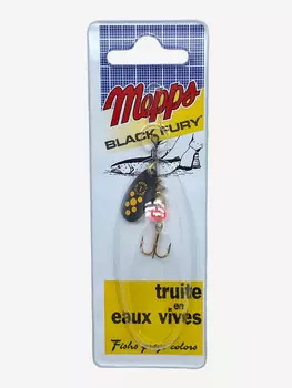 Блесна вращающаяся MEPPS "Black Fury JAUNE NR" №1 (3.5 г) блистер, Черный