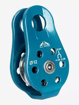 Блок - ролик дюралевый с фиксированными щечками с подшипником ICE ROCK, Синий