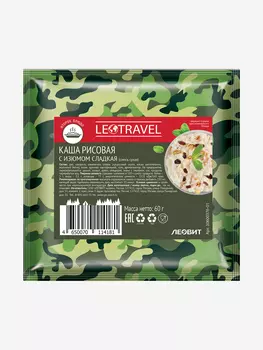 Блюдо быстрого приготовления Леовит LeoTravel Каша рисовая с изюмом сладкая. 7 пакетов по 60 г, Зеленый