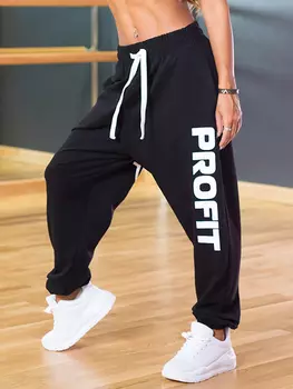 Брюки "бананы" женские Profit с принтом, Черный