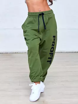 Брюки "бананы" женские Profit с принтом, Зеленый