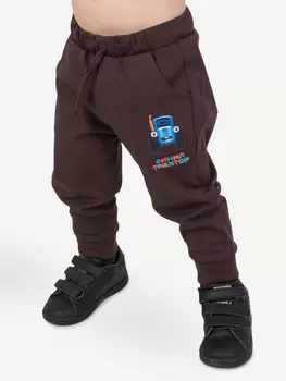 Брюки для малышей Racoongo Синий трактор, коричневый, Коричневый