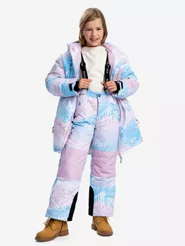 Брюки утепленные с принтом для девочки Button Blue, Белый