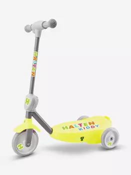 Детский электросамокат Halten Kiddy желтый, техколесный, c генератором мыльных пузырей (для детей от 2 до 5 лет, пол не важен), Желтый