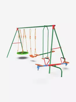 Детский комплекс DFC MULTIPLAY качели: планер, верёвочные, гнездо и балансир, Зеленый