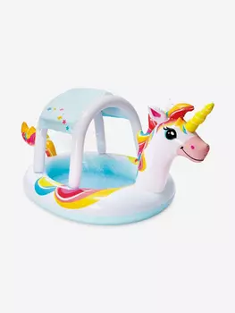 Детский надувной бассейн с навесом Intex 58435 "Единорог" 2+ (122х122см), Белый