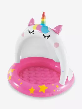 Детский надувной бассейн с навесом Intex 58438NP (102х102см) от 1-3 лет, Розовый