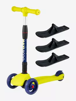 Детский Трехколесный Самокат с Лыжами MAXISCOO "Baby Delux", Салатовый (2023), Зеленый