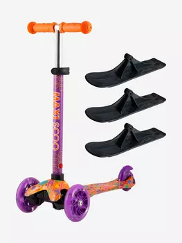 Детский Трехколесный Самокат с Лыжами MAXISCOO "Baby", Кошки (2023), Мультицвет