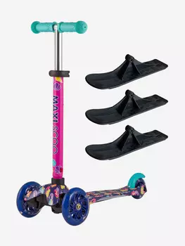 Детский Трехколесный Самокат с Лыжами MAXISCOO "Baby", Русалки (2023), Мультицвет