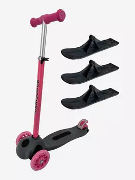 Детский Трехколесный Самокат с Лыжами MAXISCOO "Next +", Розовый (2023), Розовый