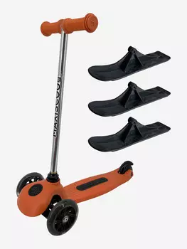 Детский Трехколесный Самокат с Лыжами MAXISCOO "One", Оранжевый (2023), Оранжевый