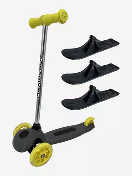 Детский Трехколесный Самокат с Лыжами MAXISCOO "One", Желтый (2023), Желтый