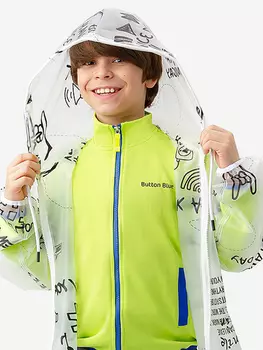 Дождевик на молнии с капюшоном белый детский Button Blue, Белый