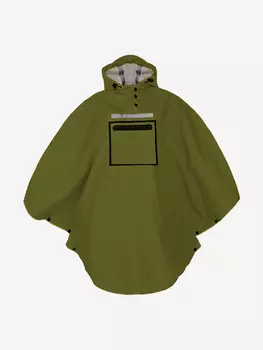 Дождевик плащ пончо с капюшоном демисезонный, Зеленый