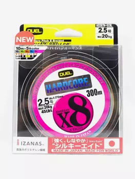 Duel/Yo-zuri, Шнур Hardcore X8, 300м, 1.2, арт.H3386N-5CBL, Мультицвет