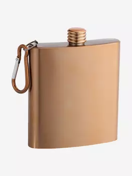 Фляжка с карабином S.Quire, 0,18 л, сталь, Коричневый