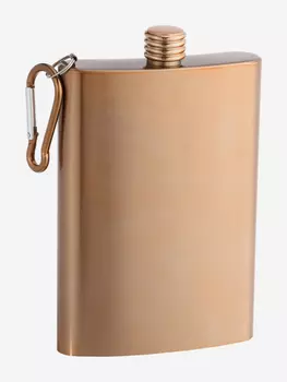 Фляжка с карабином S.Quire, 0,24 л, сталь, Коричневый