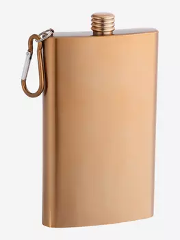 Фляжка с карабином S.Quire, 0,27 л, сталь, Коричневый