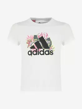 Футболка для девочек adidas, Белый, размер 164