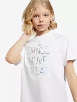 Футболка для девочек adidas Dance Metallic Print, Белый