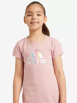 Футболка для девочек adidas Dance Metallic Print, Розовый