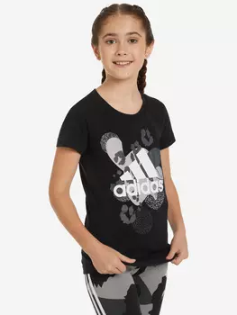 Футболка для девочек adidas Graphic, Черный, размер 152
