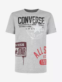 Футболка для мальчиков Converse Logo All Over Layout, Серый, размер 132