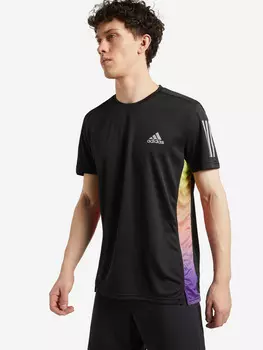 Футболка мужская adidas The Run Color Block, Черный, размер 44-46