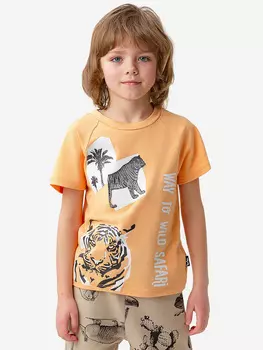 Футболка оранжевая с принтом Button Blue, Оранжевый