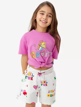 Футболка розовая с принтом Button Blue, Розовый