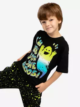 Футболка с принтом черная Button Blue, Черный