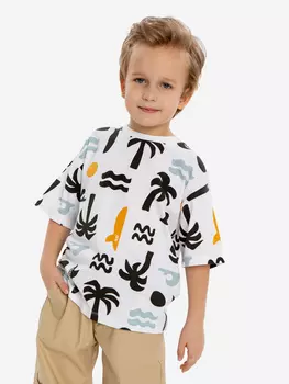 Футболка с принтом для мальчика Button Blue, Белый