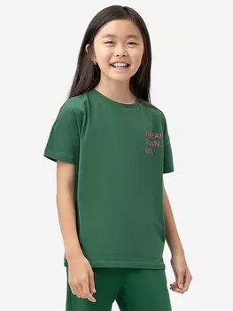 Футболка со спущенным рукавом и принтом зеленая Button Blue, Зеленый