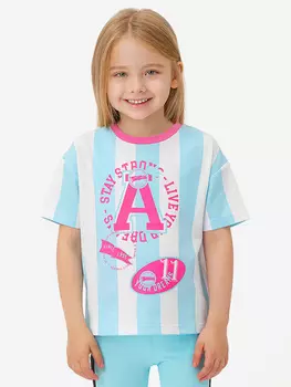 Футболка в полоску белая Button Blue, Голубой