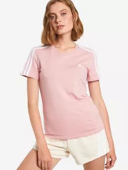 Футболка женская adidas Loungewear Essentials Slim 3-Stripes, Розовый, размер 42-44