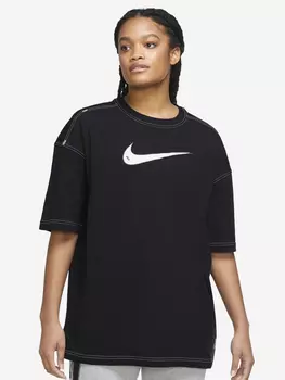 Футболка женская Nike Sportswear Swoosh, Plus Size, Черный, размер 56-58
