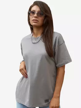 Футболка женская оверсайз хлопок летняя спортивная Rizziano, Серый