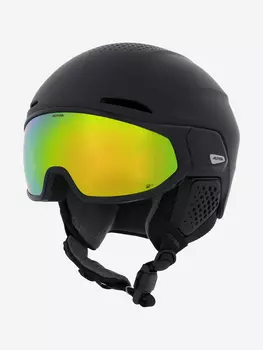 Горнолыжный шлем с визором Alpina Alto Q-Lite black matt (gold mirror), Черный