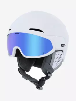 Горнолыжный шлем с визором Alpina Alto Q-Lite white matt (blue revo), Белый