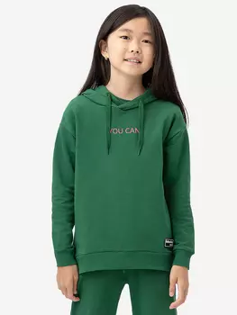 Худи для девочки с манжетами зеленое Button Blue, Зеленый