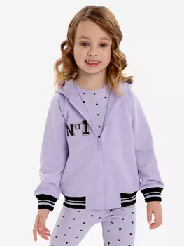 Худи с капюшоном с принтом на молнии сиреневое для девочки Button Blue, Фиолетовый
