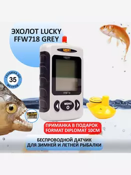 Эхолот для рыбалки Lucky FFW718 GREY, беспроводной, Серый
