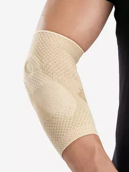 Эластичный бандаж на локтевой сустав с силиконовыми вставками. Бежевый., Бежевый