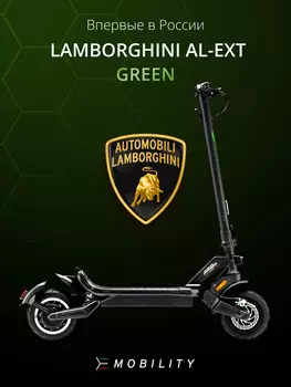Электросамокат Lamborghini AUTOMOBILI AL-EXT GREEN складной, 25 км/ч, двойная тормозная система, задняя подвеска, Черный