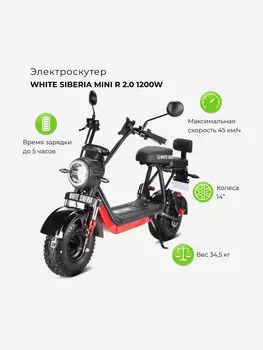 Электроскутер WHITE SIBERIA MINI R 2.0, Черный