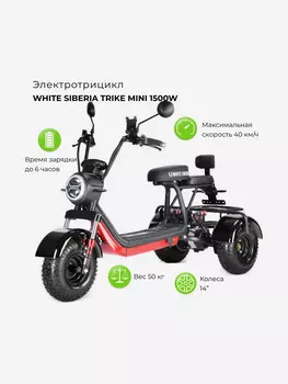 Электроскутер WHITE SIBERIA TRIKE MINI, Черный