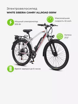 Электровелосипед White Siberia Camry Allroad, Серебряный