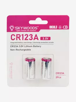 Элемент питания SKYWOODS CR123A, 1600mAh, комплект 2 шт., Голубой