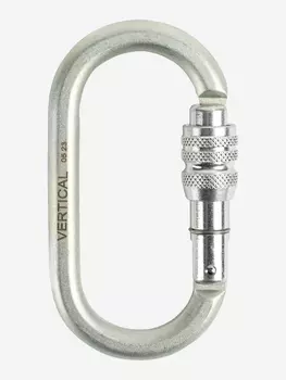 Карабин овал стальной люкс с муфтой (Keylock) Vertical, Серый